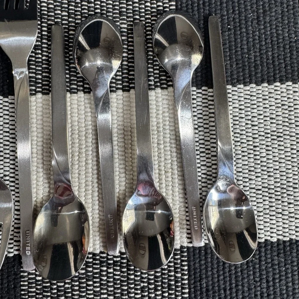 United Airline 1st Class Stainless Flatware 5 Forks 5 Spoons - Vintage 60's-70's